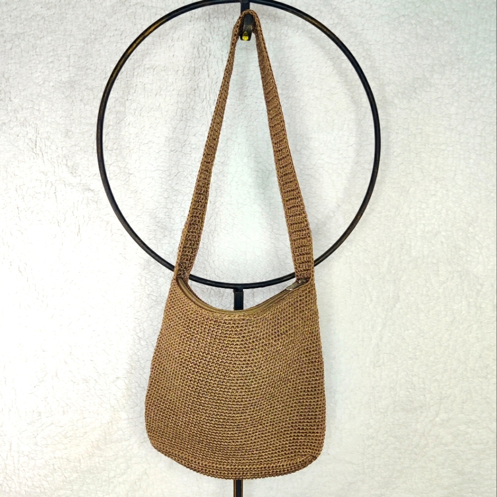 NWOT The Sak Beige Khaki Woven Crochet Sling Bag